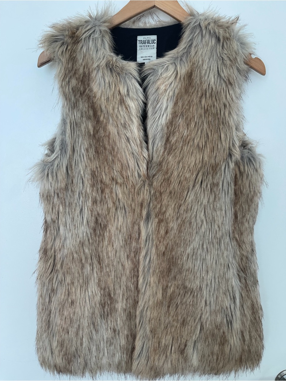 Zara Faux Fur Vest in Beige Brown Tones